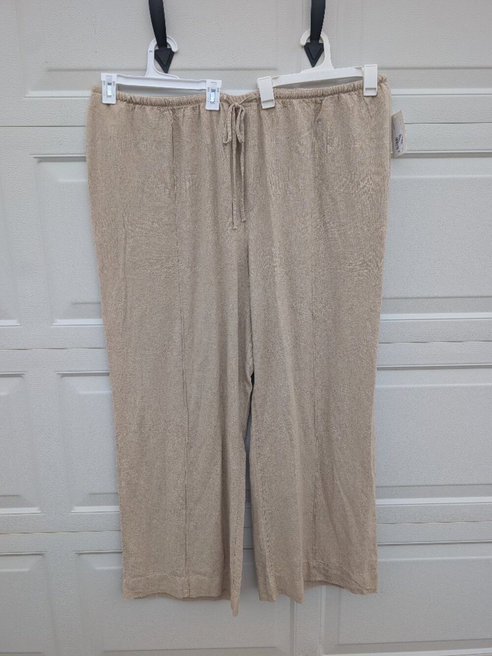 Pull on draw string linen wide leg pants